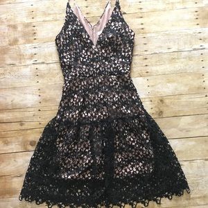 Dress the Population Lace Overlay cocktail dress